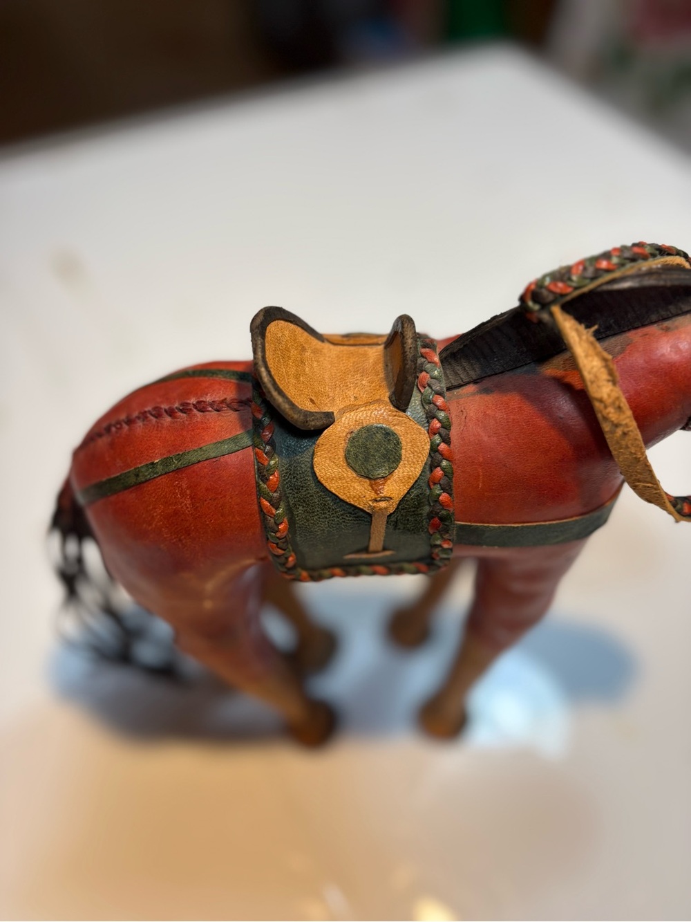 vintage leather-wrapped horse figurine style of folk art decorative collectible - Picture 5 of 11